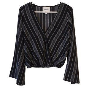 Sadie And Sage Top Womens Small Cropped Wrap Oversized Cuffs